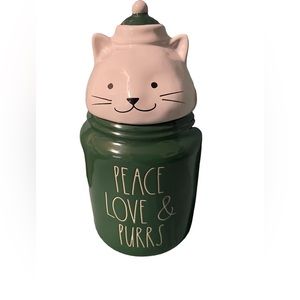 Rae Dunn PEACE LOVE & PURRS CAT CANISTER NIB